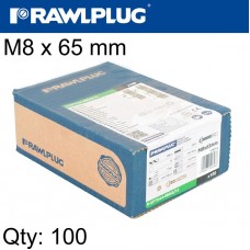 THROUGHBOLT M8X65MM A4 STAINLESS STEEL X100-BOX